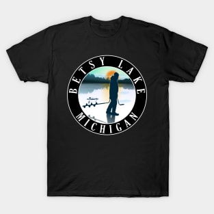 Betsy Lake Ice Fishing Michigan Sunset T-Shirt